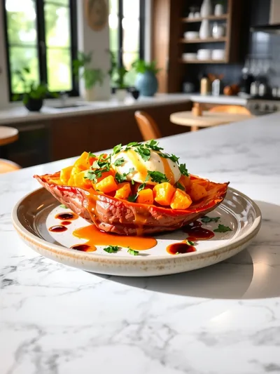 10 Minute Breakfast Sweet Potato - ready to serve