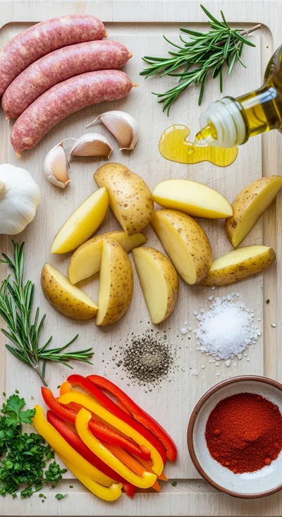 Air Fryer Potato and Chicken Sausage Meal - cooking process
