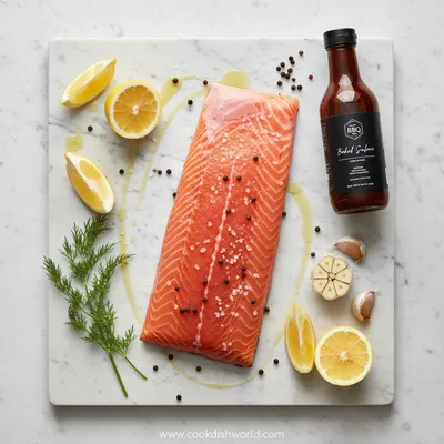 Baked BBQ Salmon Recipe - cooking process