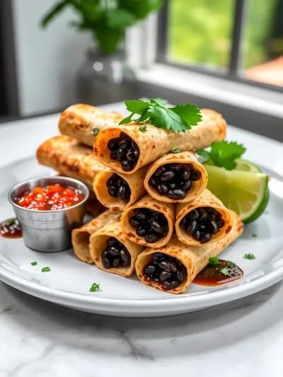 Baked Black Bean Taquitos – Easy Vegetarian Delight - ready to serve