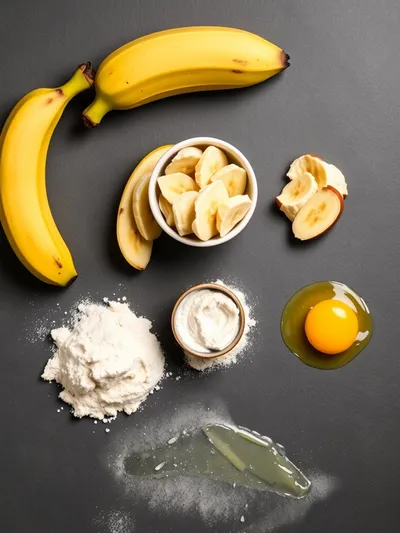 Super Easy Moist Banana Bread - ingredients preparation