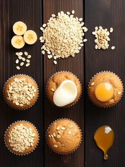 Healthy Banana Oatmeal Muffins - ingredients preparation