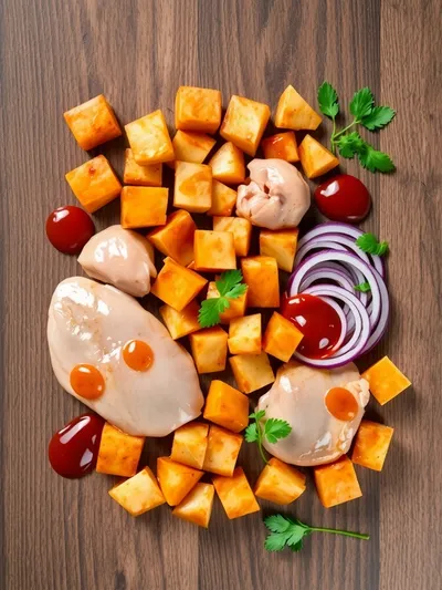 BBQ Chicken Sweet Potato Skillet – Easy One-Pan Meal - ingredients preparation