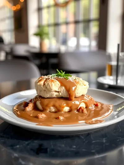 Delicious Biscuits and Gravy Breakfast - cooking process