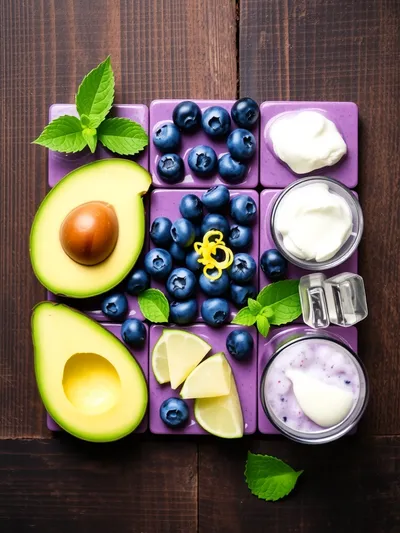 Blueberry Avocado Smoothie with Lemon Yogurt - ingredients preparation