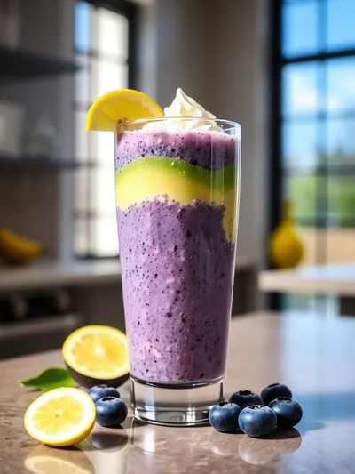 Blueberry Avocado Smoothie with Lemon Yogurt