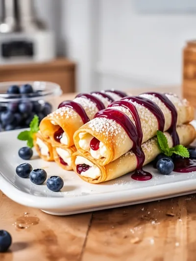 Blueberry Cream Cheese Egg Rolls - cooking process