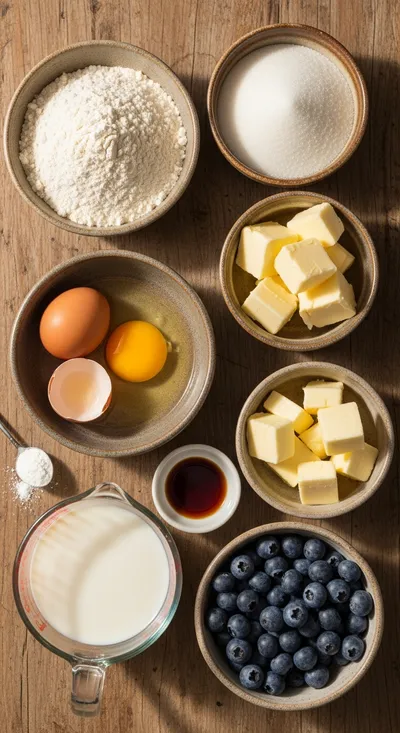 Blueberry Muffins – Moist & Fluffy Bakery-Style - ingredients preparation
