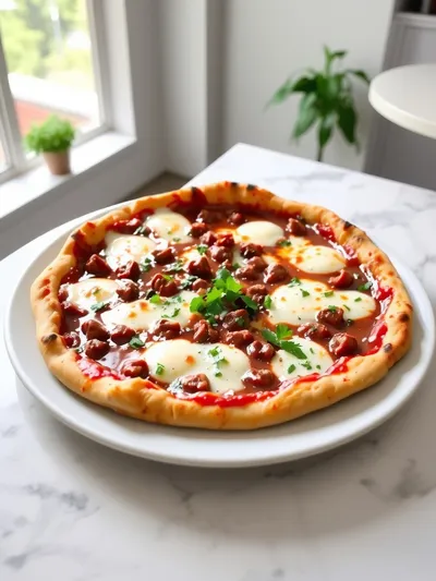 Breakfast Pizza With Beef Sausage Gravy - cooking process