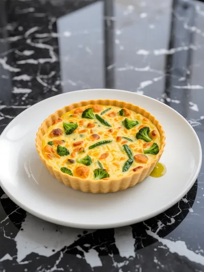 Broccoli Cheddar Crustless Quiche - ready to serve