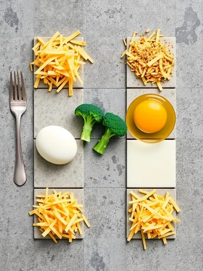 Broccoli Cheddar Crustless Quiche - ingredients preparation