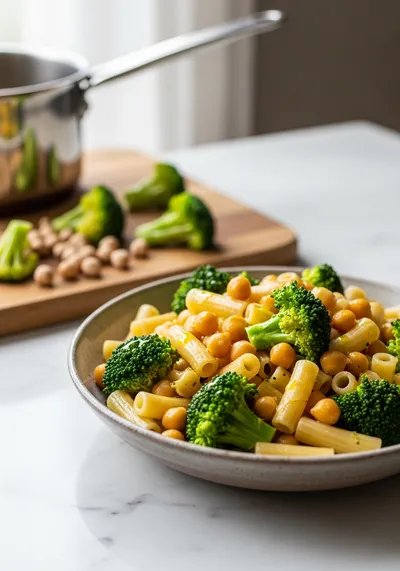 Broccoli Chickpea Pasta – Easy Healthy Vegetarian Entree