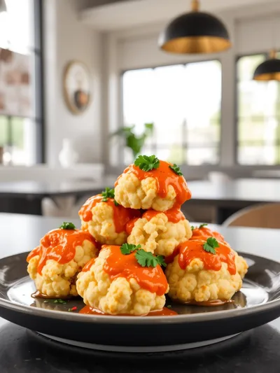 Buffalo Cauliflower Bites Recipe - ready to serve