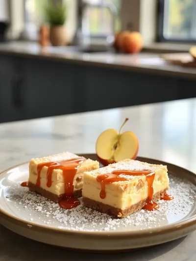 Caramel Apple Cheesecake Bars - ready to serve