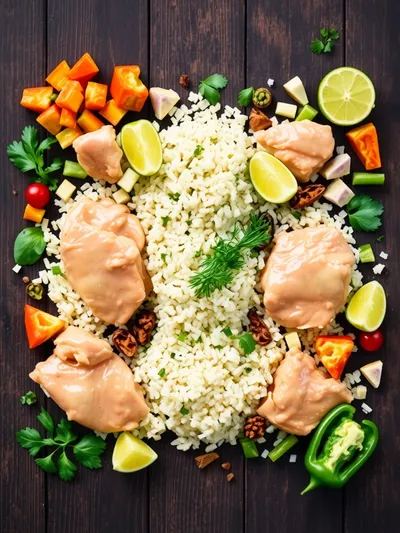 Caribbean Chicken and Rice One-Pan Wonder - ingredients preparation