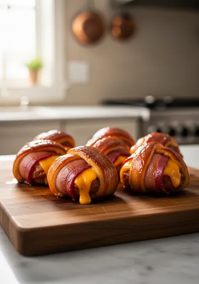 Cheddar-Stuffed BBQ Turkey Bacon Bombs