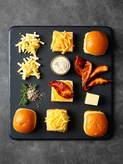 Cheesy Baked Breakfast Sliders - ingredients preparation