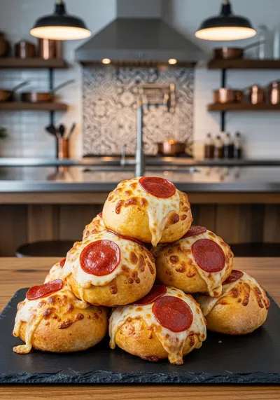 Cheesy Garlic Beef Pepperoni Pizza Bombs