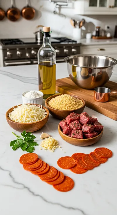 Cheesy Garlic Beef Pepperoni Pizza Bombs - cooking process