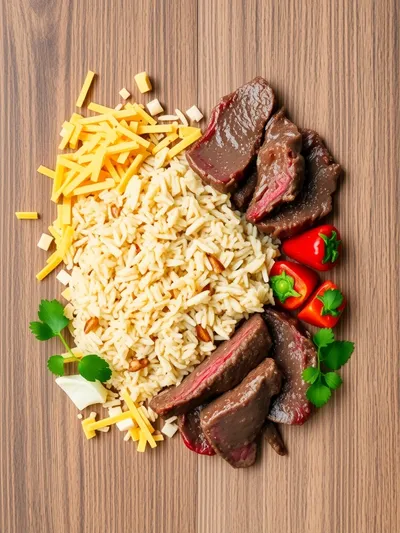 Cheesy Steak and Rice Skillet – One-Pan Comfort Meal - ingredients preparation