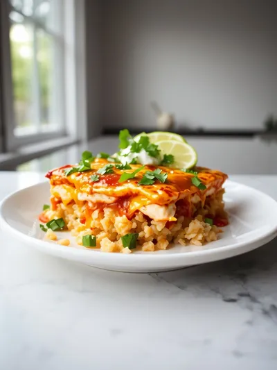 Chicken Enchilada Rice Casserole - cooking process