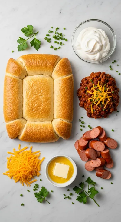 Chili Cheese Crescent Dog Bake - cooking process