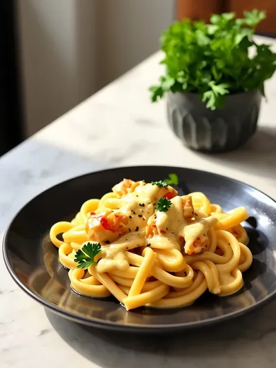 Classic Chicken Pot Pie Pasta - ready to serve