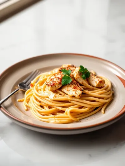 Cowboy Butter Chicken Linguine - ready to serve