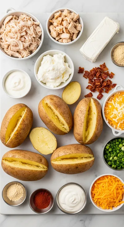 Crack Chicken Stuffed Baked Potatoes - cooking process