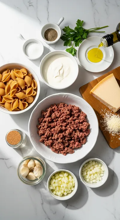 Creamy Beef and Shells Recipe - cooking process