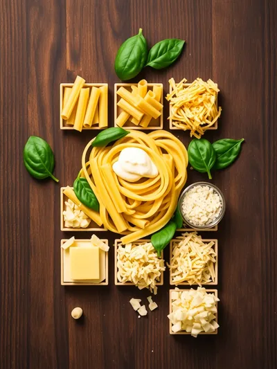 Creamy Cheesy Spinach Pasta - ingredients preparation