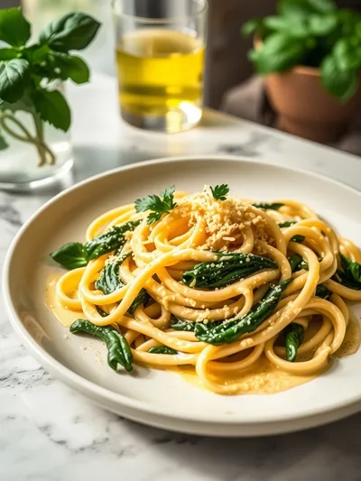 Creamy Cheesy Spinach Pasta - cooking process