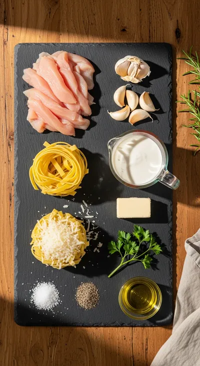 Creamy Garlic Parmesan Chicken Pasta - cooking process