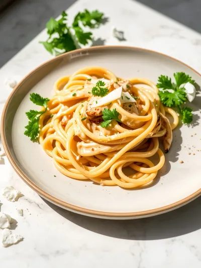 Creamy Garlic Parmesan Chicken With Cheesy Twisted Pasta - ready to serve