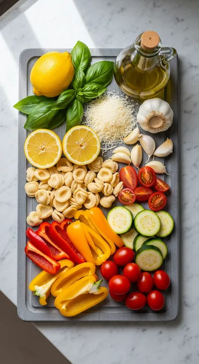 Creamy Lemon Pasta With Roasted Veggies - cooking process