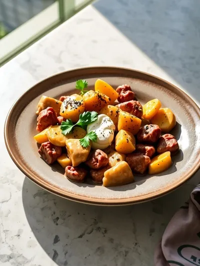 Creamy Meat and Potato Skillet – Easy One‑Pan Recipe - cooking process