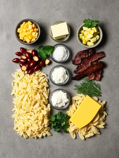 Creamy Queso Rice with Juicy Steak Strips - ingredients preparation