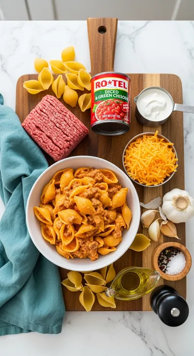 Creamy Rotel Pasta With Ground Beef - cooking process