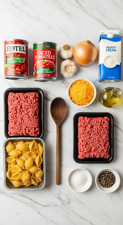 Creamy Rotel Pasta With Ground Beef - cooking process