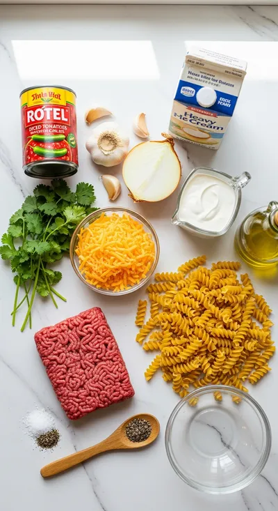 Creamy Rotel Pasta With Ground Beef - cooking process