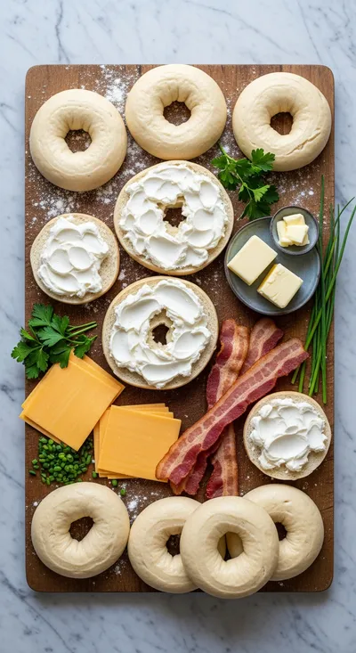 Creamy Turkey Bacon Cheddar Bagels - cooking process