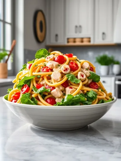 Creamy Turkey Cheddar Ranch Pasta Salad