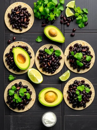 Crispy Black Bean Tacos With Avocado Lime Sauce - ingredients preparation