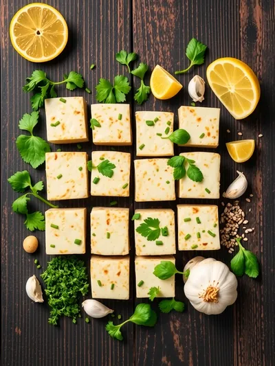 Crispy Herbed Tofu - ingredients preparation