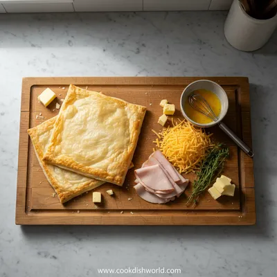 Crispy Turkey & Cheese Puff Pastry Stacks - cooking process