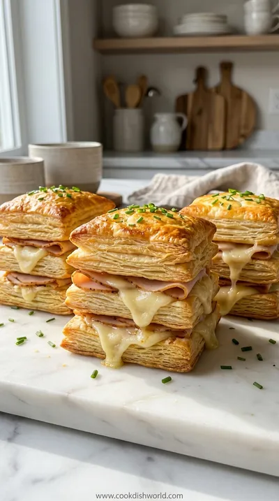 Crispy Turkey & Cheese Puff Pastry Stacks