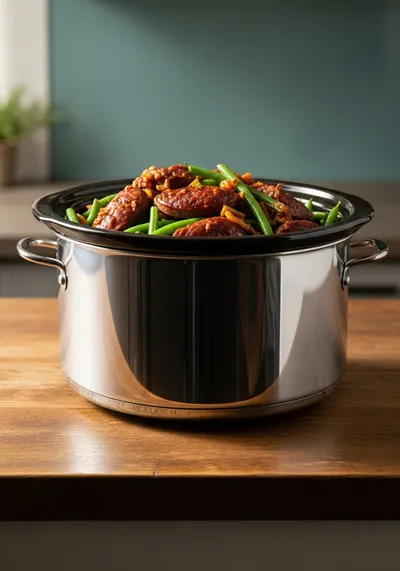 Crockpot Beef Sausage and Green Beans