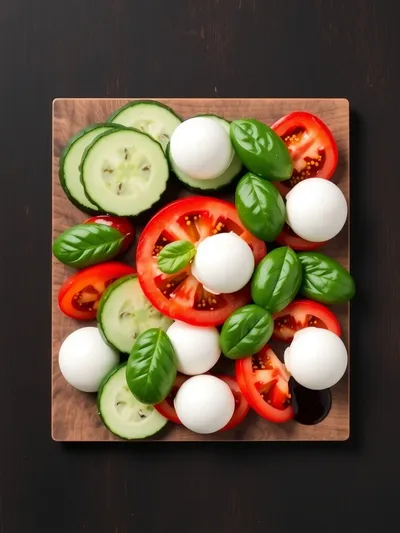 Easy Cucumber Caprese Salad - ingredients preparation