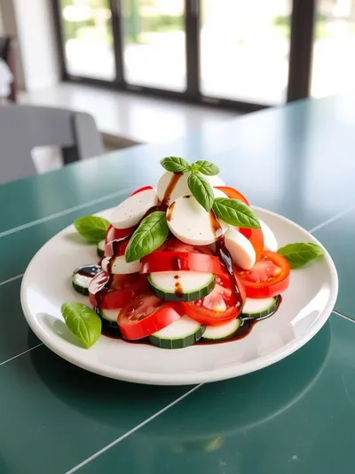 Easy Cucumber Caprese Salad - ready to serve