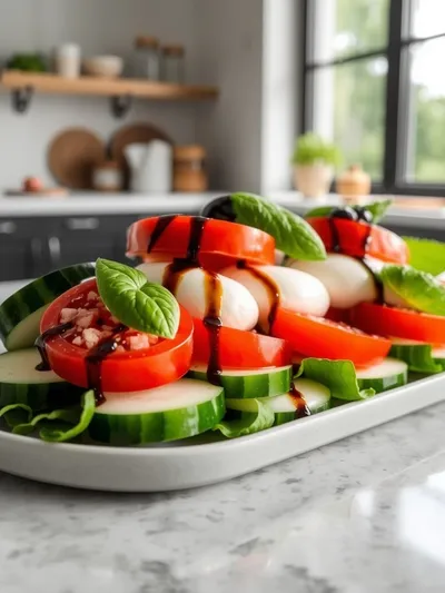 Easy Cucumber Caprese Salad